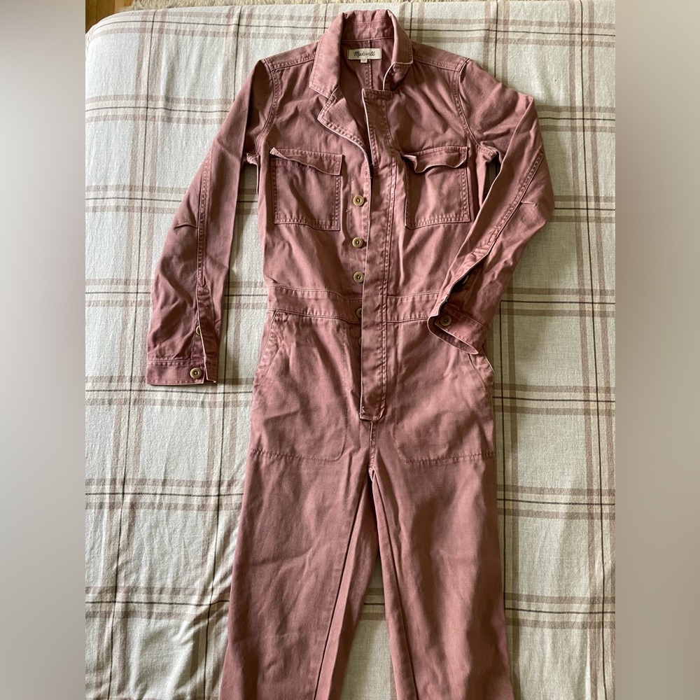 madewell mauve long-sleeved jumpsuit